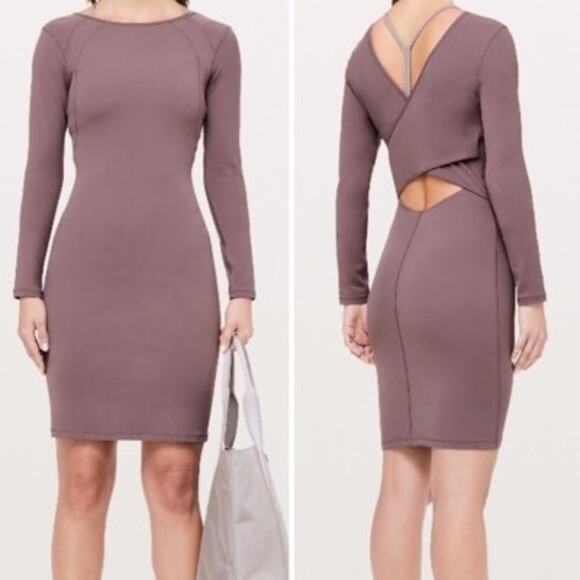 Lululemon All Yours Long Sleeve Bodycon Dress Purple Peekaboo Back Size 4 - Picture 1 of 13